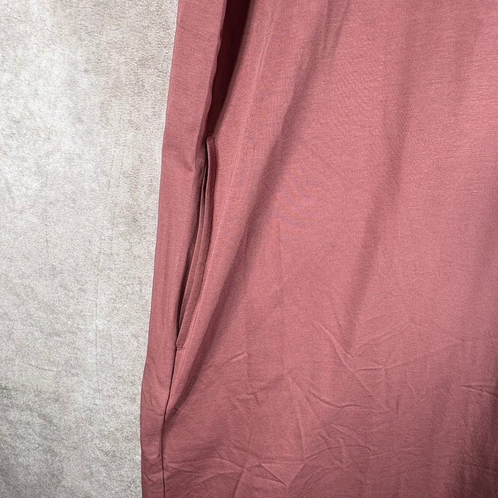 Uniqlo T Dress Womens Large Pink AIRism Cotton Short Sleeve Maxi Casual Boho NEW - Picture 9 of 11
